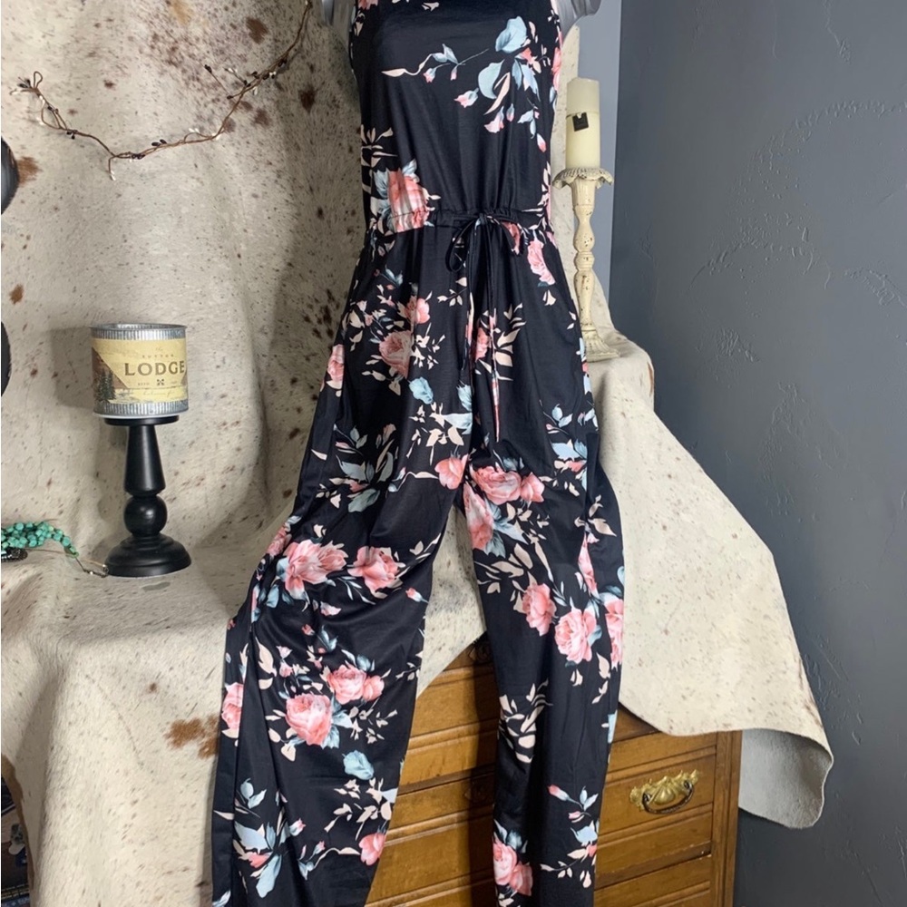 Chic Floral Black Jumpsuit